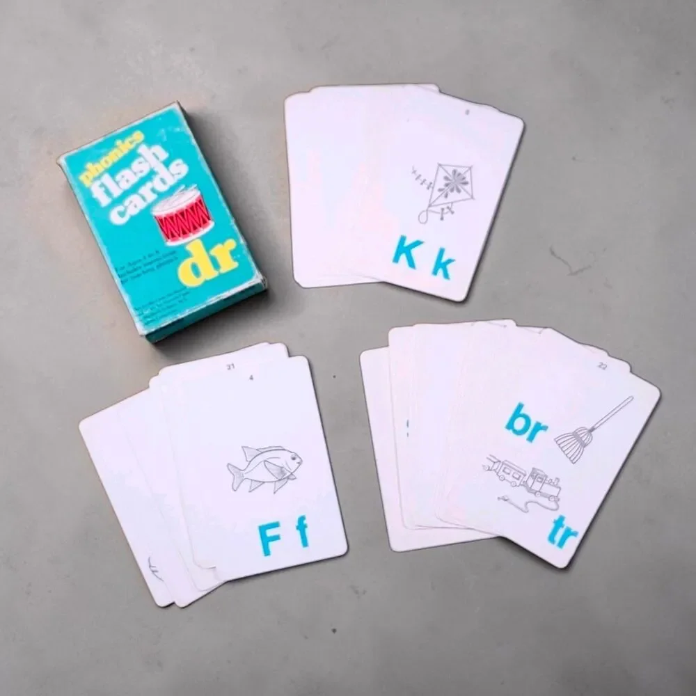 Vintage 1970s Warren Phonics Flash Cards Complete Set Teaching Aid Ephemera